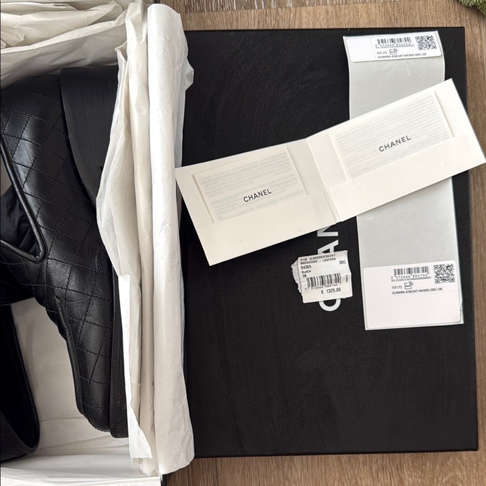 Chanel Black Quilted Loafers - Picture 8 of 11